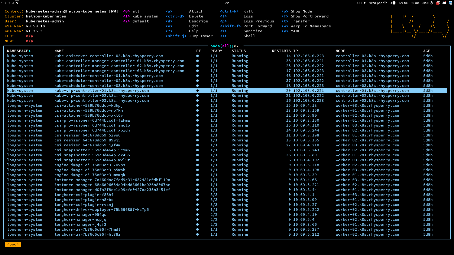 Happy pods showing in k9s