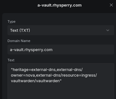 ExternalDNS example tracking record